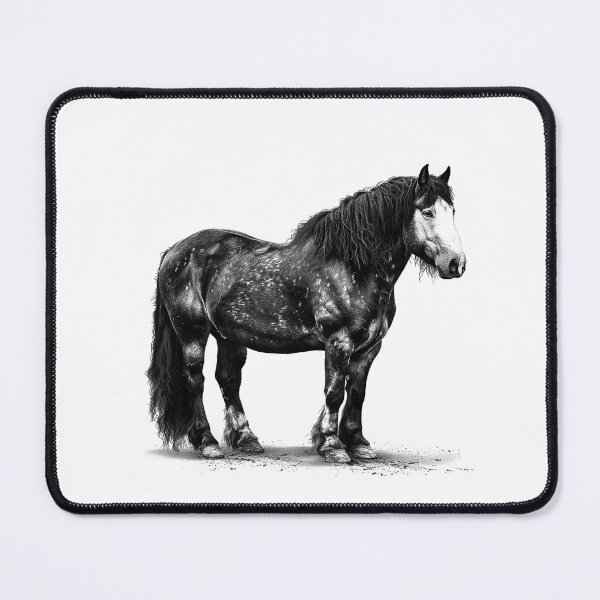 Item preview, Draft Horse Portrait Black and White Equestrian Illustration designed and sold by inkoutninja.