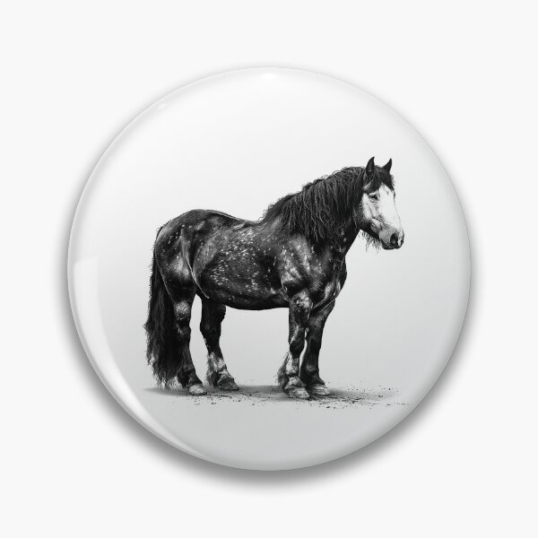 Item preview, Draft Horse Portrait Black and White Equestrian Illustration designed and sold by inkoutninja.