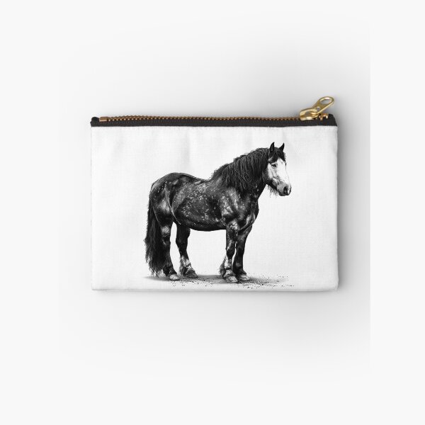 Item preview, Draft Horse Portrait Black and White Equestrian Illustration designed and sold by inkoutninja.