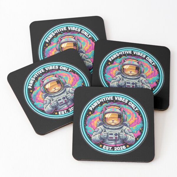 Item preview, Pawsitive Vibes Only Cat Astronaut Neon Space designed and sold by ND-Culture.