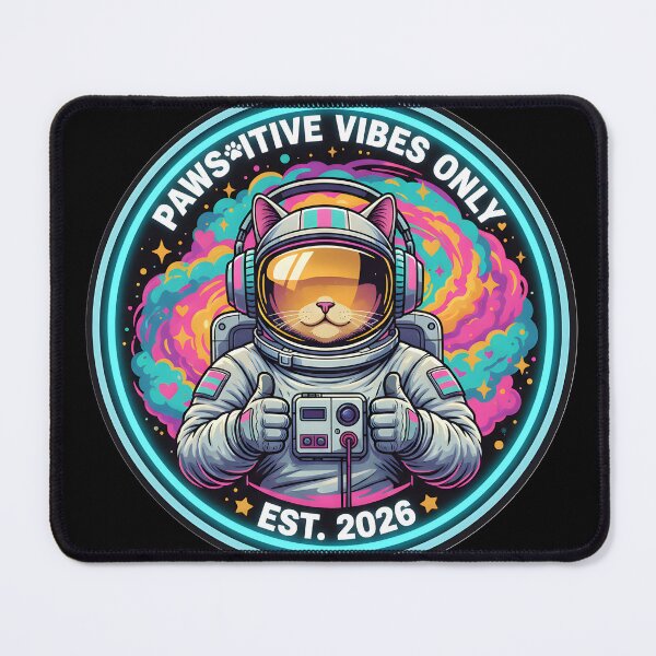 Item preview, Pawsitive Vibes Only Cat Astronaut Neon Space designed and sold by ND-Culture.