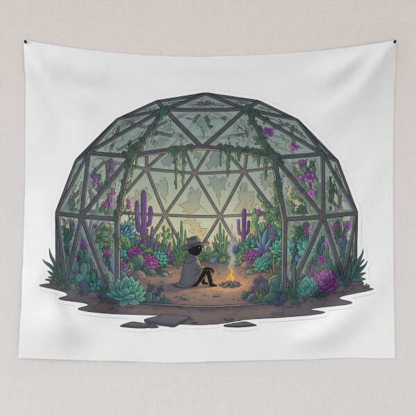 Item preview, Solarpunk Desert Dome Stickman Cowboy Oasis Aesthetic Western Gothic designed and sold by StickyGuys.