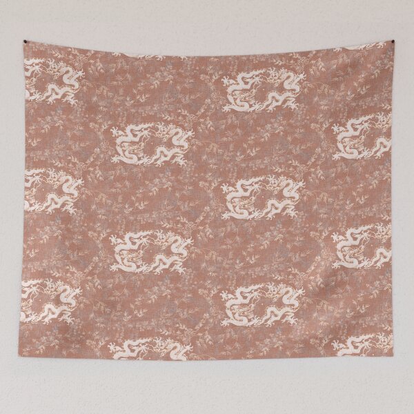 Item preview, Ancient Dragons Red Brick Brown Vintage Multicolor Floral and Linen designed and sold by LoveAlways-AEP.