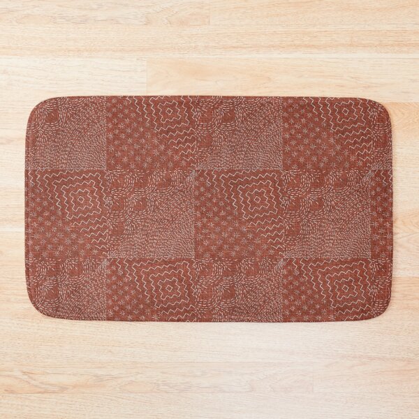 Item preview, Red Brick Sashiko Stitch Japanese Visible Mended Fabric Print  designed and sold by LoveAlways-AEP.