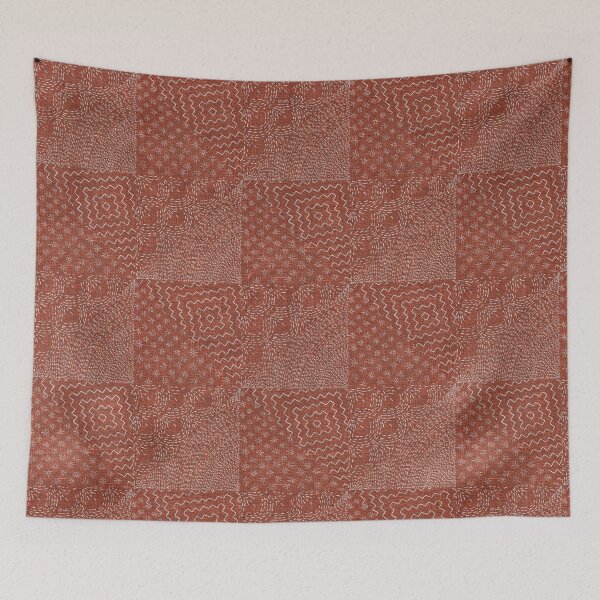 Item preview, Red Brick Sashiko Stitch Japanese Visible Mended Fabric Print  designed and sold by LoveAlways-AEP.