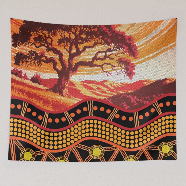 Item preview, Aboriginal Urban Roots Of Country Red Orange Dot Painting designed and sold by AboriginalartVI.