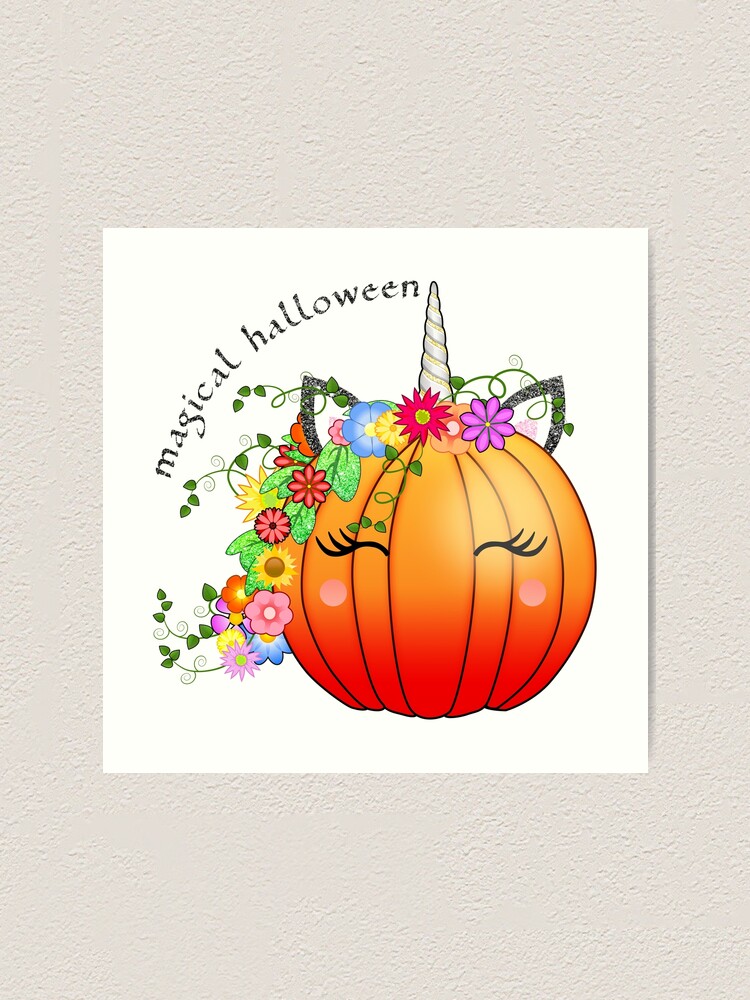 Impression Artistique « Citrouille Magique D'halloween Licorne Kawaii »,  Par Talgursmusthave | Redbubble