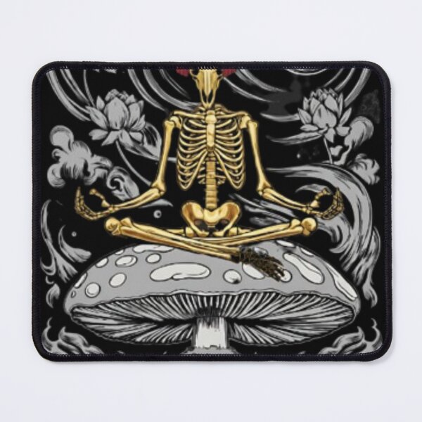 Item preview, Meditating Golden Skeleton on a Cosmic Mushroom designed and sold by Goat.Shop-28.