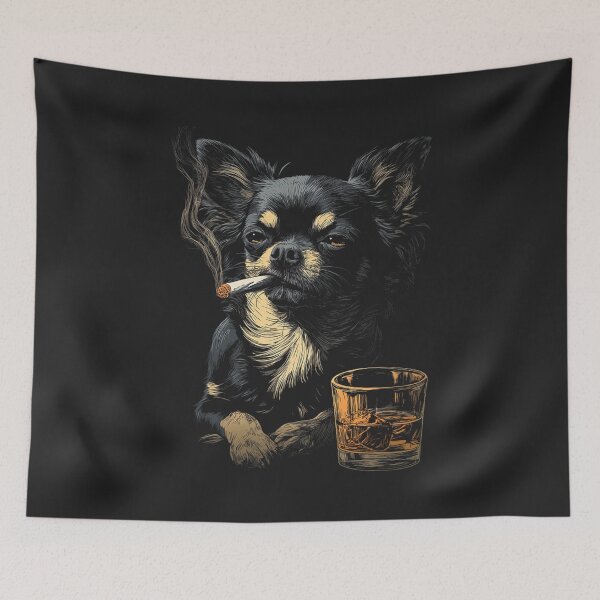 Item preview, Chihuahua Smoking Cigarette Whisky Lover Funny Dog  designed and sold by FrankIsabel.