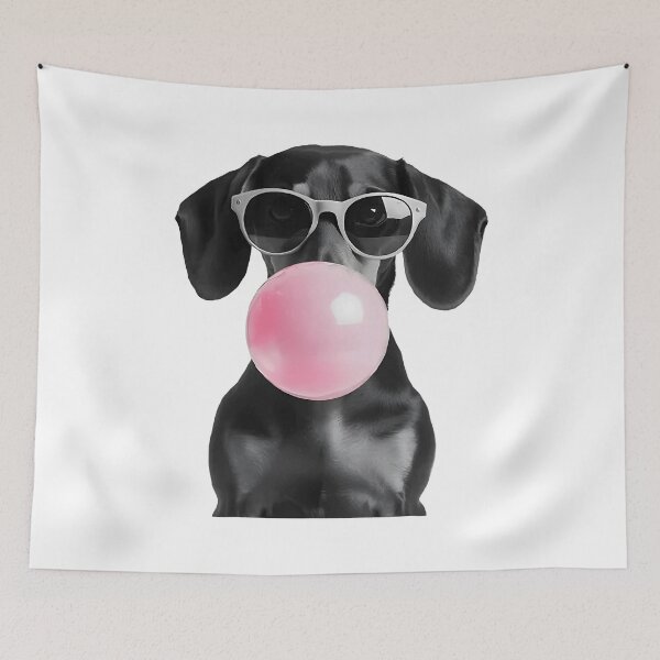 Item preview, Cute Black Dachshund Dog with Heart Glasses Bubble Gum  designed and sold by FrankIsabel.