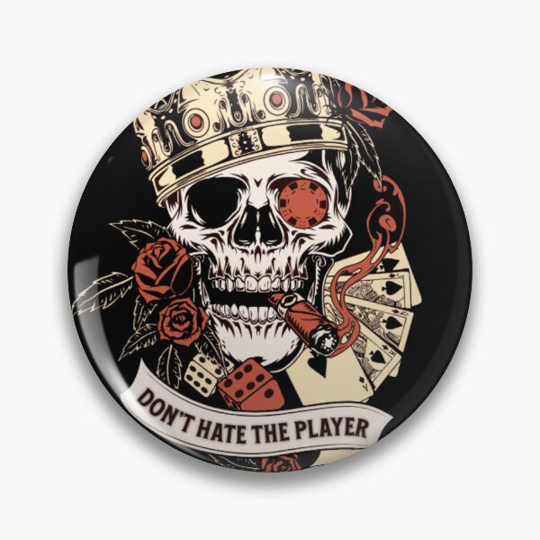 Item preview, Don't Hate the Player - Crowned Skull with Cards and Roses designed and sold by GenZFashion000.