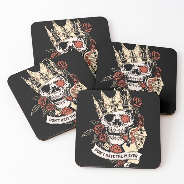 Item preview, Don't Hate the Player - Crowned Skull with Cards and Roses designed and sold by GenZFashion000.