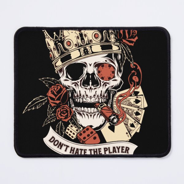 Item preview, Don't Hate the Player - Crowned Skull with Cards and Roses designed and sold by GenZFashion000.