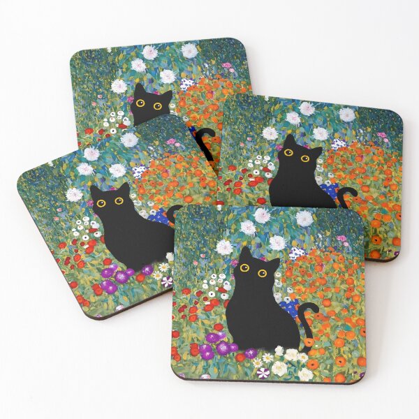 Item preview, Cute black cat in Gustav Klimt’s Flowers Garden designed and sold by outdoorwayys.