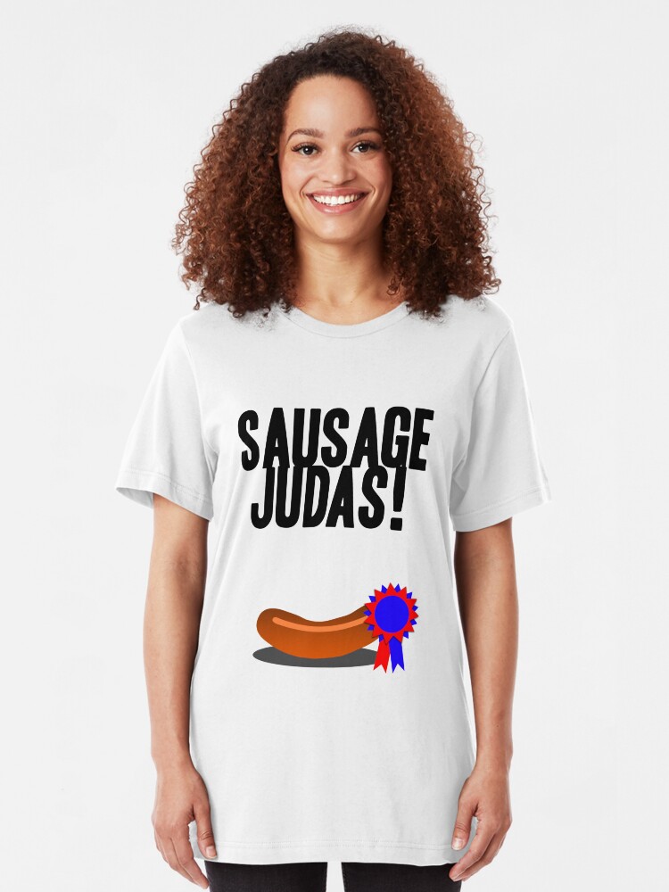 Alternate view of Sausage Judas! Slim Fit T-Shirt
