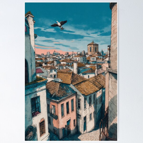 Item preview, Sunset over the old rooftops of Porto designed and sold by CharlieDmg.