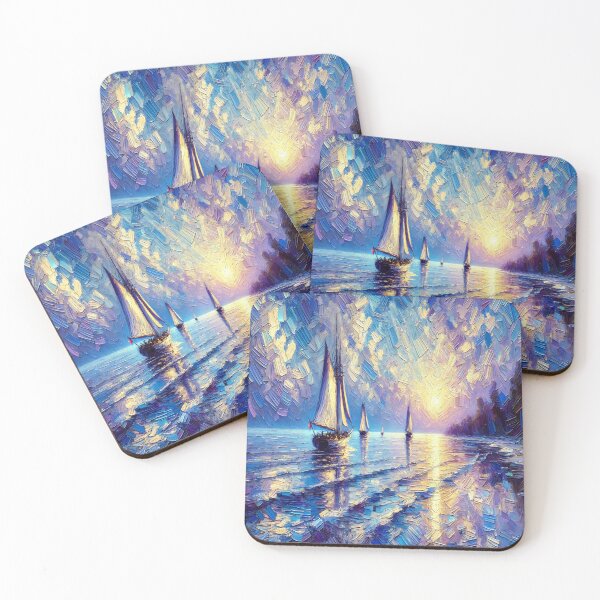 Item preview, Golden sails drifting across a tranquil, textured sea. designed and sold by Chi261.