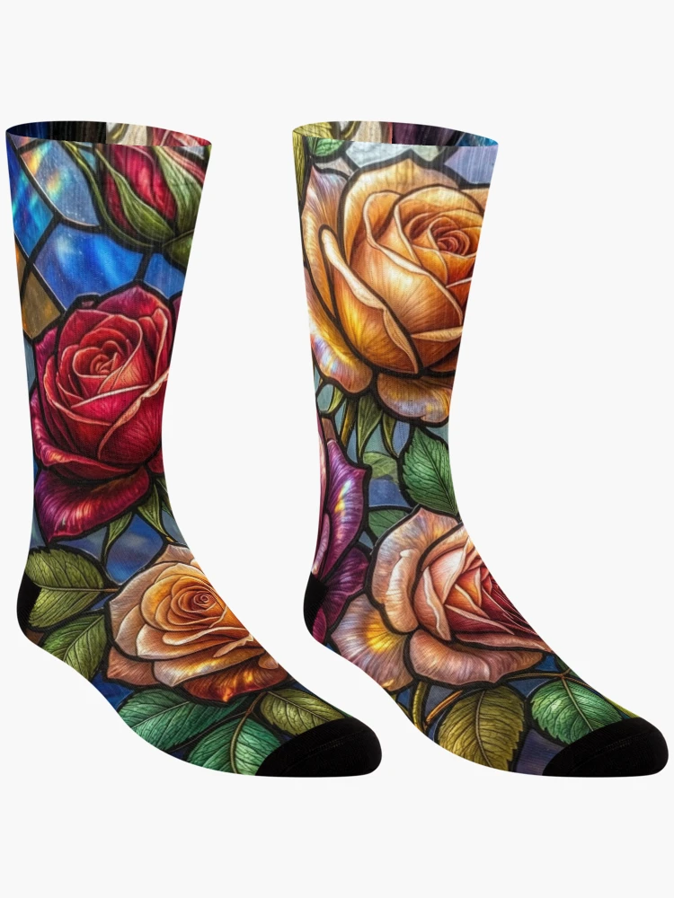 Thumbnail 3 of 5, Socks, Stained Glass Roses designed and sold by Tridentulus.
