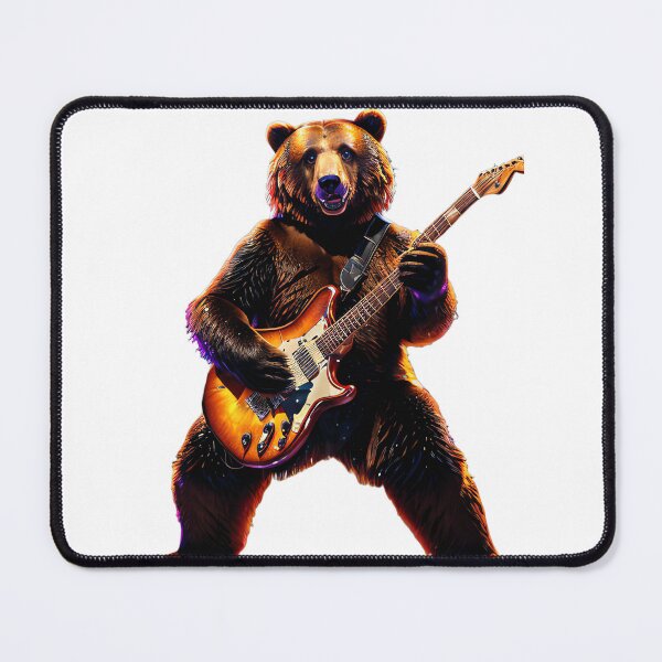 Item preview, Energetic Bear Shreds Electric Guitar - Rock Fantasy Illustration designed and sold by SpektroDesign.