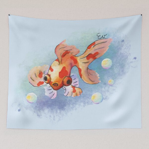 Item preview, Telescope-Eyed Goldfish Watercolor Painting designed and sold by Eusong.