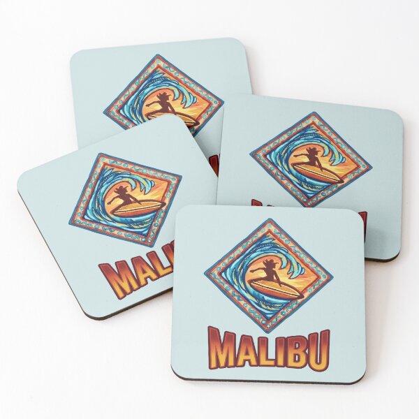 Item preview, MALIBU SURFER IN MOTION RIPPING THROUGH THE CURL OF A WAVE - BLUE & SUNSET ORANGE designed and sold by INNERHARMONY2.