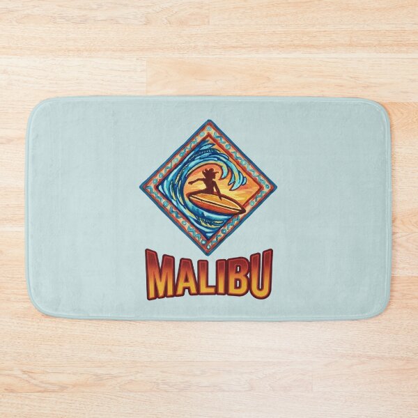 Item preview, MALIBU SURFER IN MOTION RIPPING THROUGH THE CURL OF A WAVE - BLUE & SUNSET ORANGE designed and sold by INNERHARMONY2.