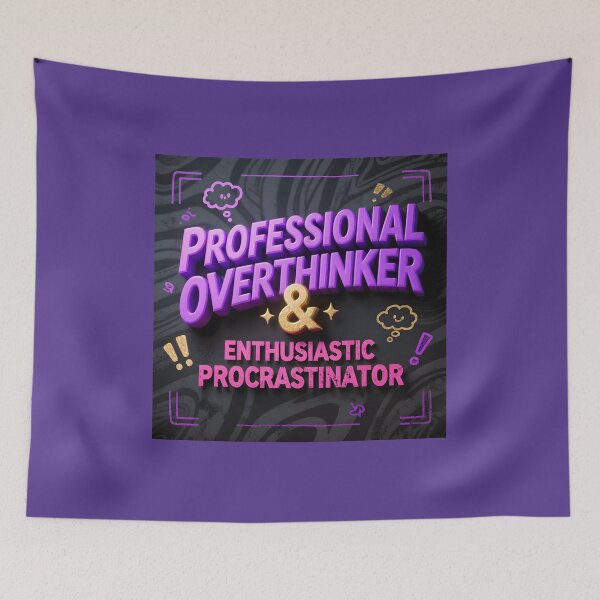Item preview, Professional Overthinker & Enthusiastic Procrastinator - ADHD Humor Retro Grunge Design designed and sold by Vajid Designs .