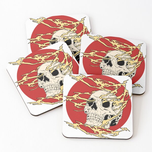 Item preview, Flaming Skull Illustration on Red Background designed and sold by lil_arin.