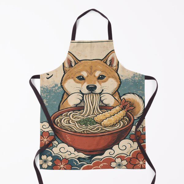 Item preview, Shiba Inu Eating Ramen Illustration designed and sold by 7She.