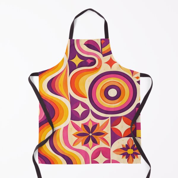Item preview, Retro Geometric Pattern in Pink, Orange, Yellow and Purple – AI Generated Groovy Abstract Design designed and sold by Cleora Art .