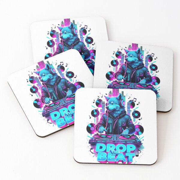 Item preview, Neon DJ Wolf Drops the Beat designed and sold by newvisionart191.