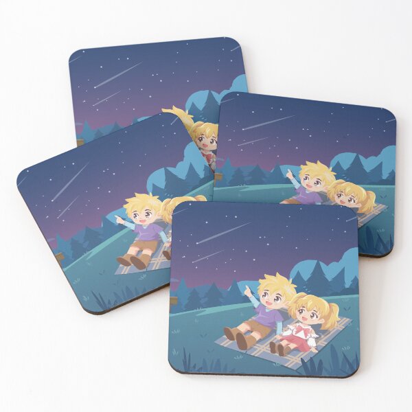 Item preview, Cute Anime Couple Stargazing and Camping Under Shooting Stars designed and sold by Preat Landscape Vector.