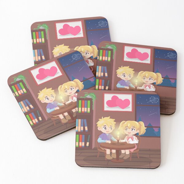 Item preview, Cute Anime Couple Candlelight Dinner with Starry Night View designed and sold by Preat Landscape Vector.
