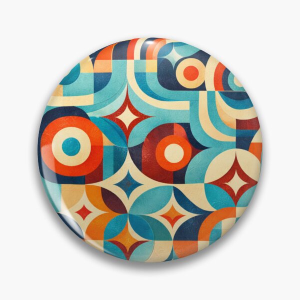 Item preview, Retro Geometric Pattern in Red, Navy Blue, Sky Blue and Cream – AI Generated Abstract Vintage Grid designed and sold by Cleora Art .