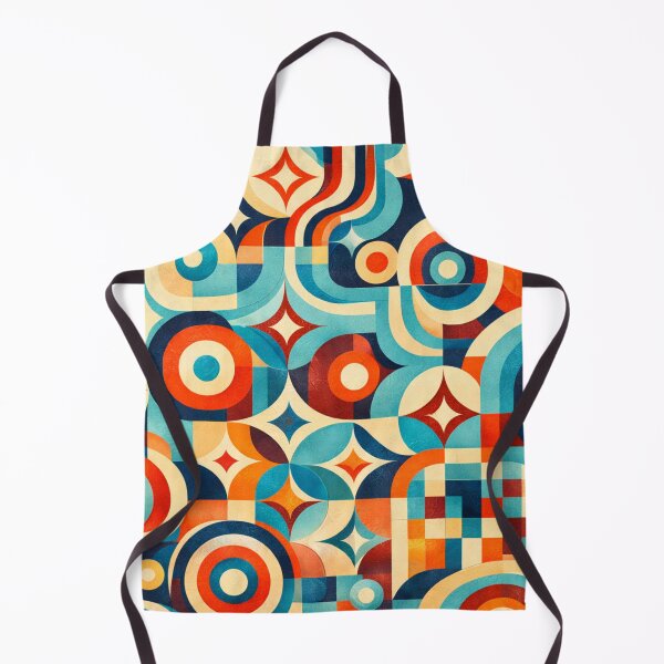 Item preview, Retro Geometric Pattern in Red, Navy Blue, Sky Blue and Cream – AI Generated Abstract Vintage Grid designed and sold by Cleora Art .