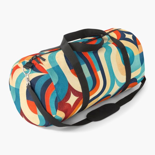 Item preview, Retro Geometric Pattern in Red, Navy Blue, Sky Blue and Cream – AI Generated Abstract Vintage Grid designed and sold by Cleora Art .