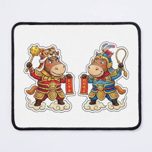 Item preview, Cute Horse Door Gods - Lunar New Year Guardians (Wealth & Peace) designed and sold by NicoleLeung028.