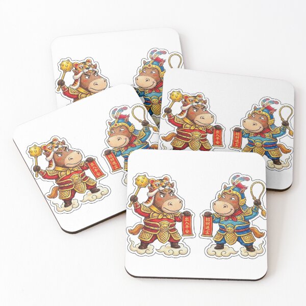 Item preview, Cute Horse Door Gods - Lunar New Year Guardians (Wealth & Peace) designed and sold by NicoleLeung028.
