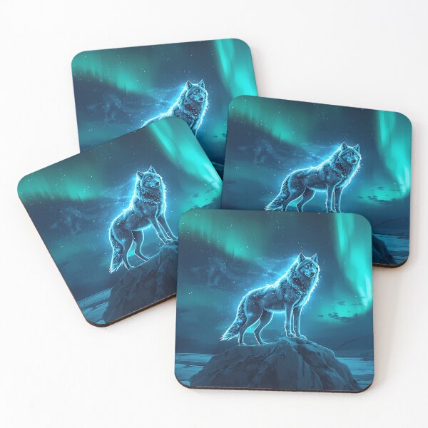 Item preview, Cosmic Spirit Wolves Aurora Art designed and sold by RkskArt.