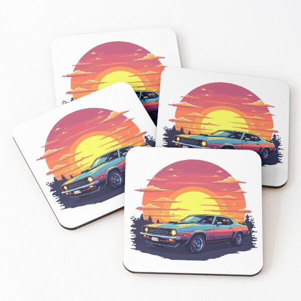 Item preview, Pixel Art Muscle Car Retro Sunset 80s Synthwave designed and sold by Conpo.