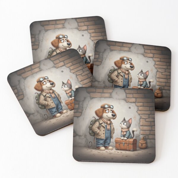 Item preview, Ready for Adventure – Whimsical Dog and Cat Travel Illustration designed and sold by Whimsical Hug.
