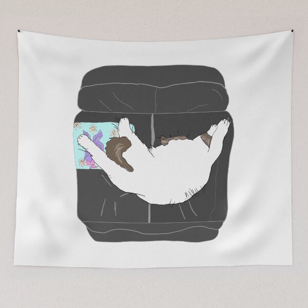 Item preview, Ragdoll Cat Sleeping on the Couch Fluffy Cozy Cat Illustration designed and sold by Najomiartstudio.