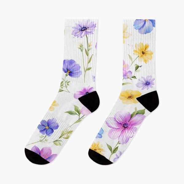 Item preview, Watercolor Floral Pattern in Purple, Blue, Pink and Yellow – AI Generated Botanical Design designed and sold by Cleora Art .