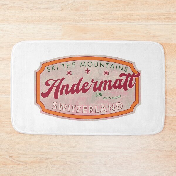 Item preview, Andermatt, Switzerland, Uri, Ski, textured skiing badge designed and sold by Wanderful-roads.