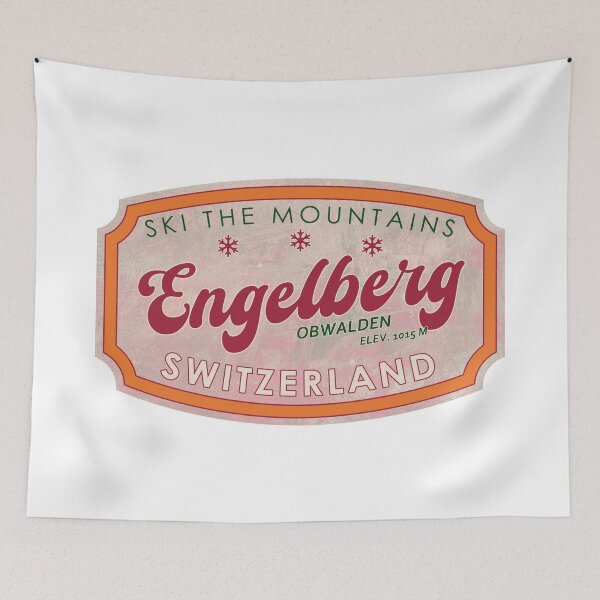 Item preview, Engelberg, Switzerland, Obwalden, Ski, textured skiing badge designed and sold by Wanderful-roads.