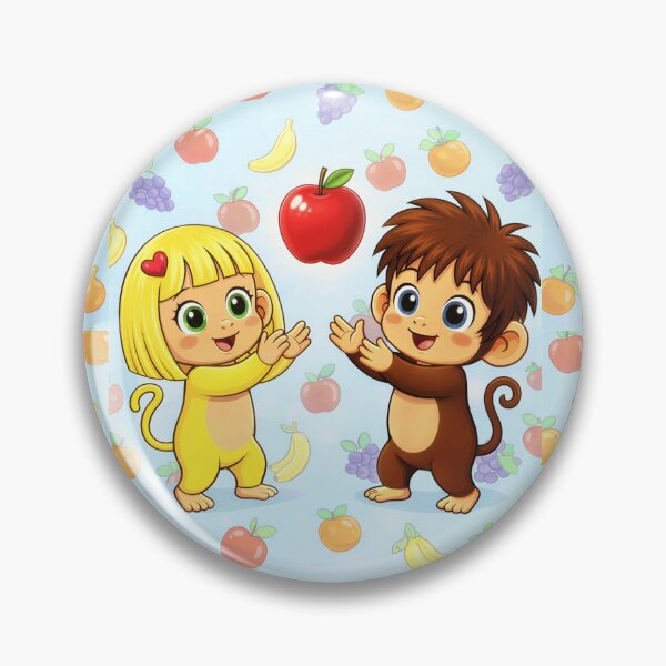 Item preview, Lindos amigos plátano y mono - Adorable caricatura de frutas designed and sold by SammyMorry.