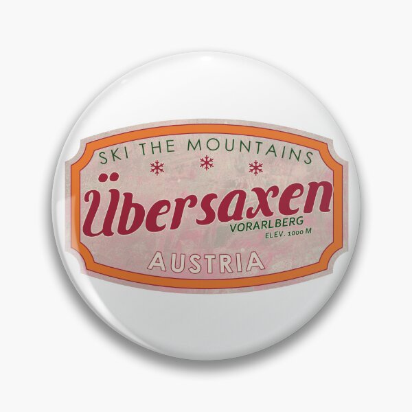 Item preview, Übersaxen, Austria, Vorarlberg, Ski, textured skiing badge designed and sold by Wanderful-roads.