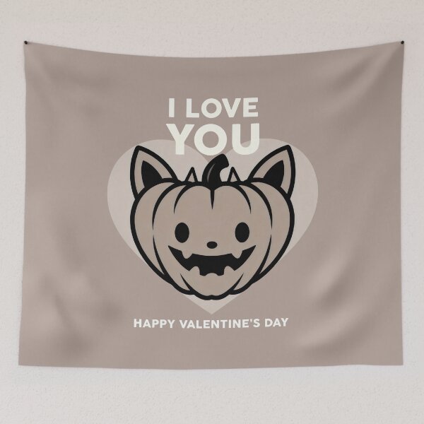 Item preview, Cute Pumpkin Cat Valentine - I Love You Spooky Heart Art designed and sold by SplashTastic.
