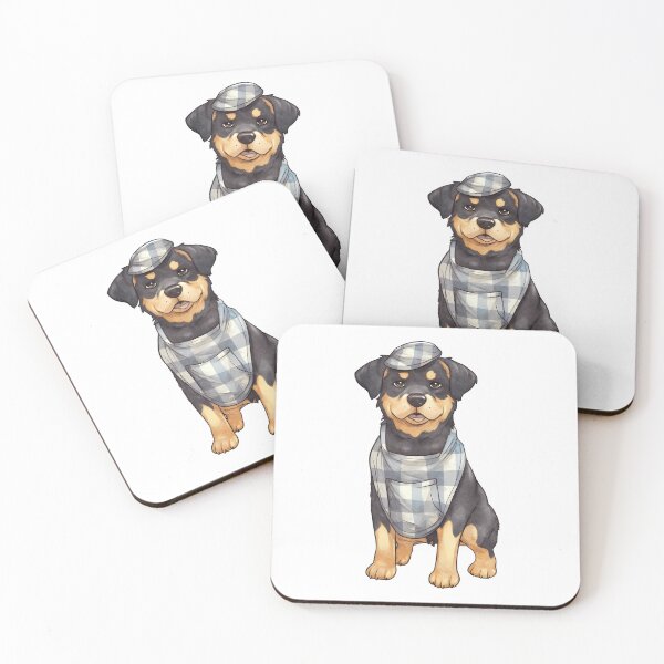 Item preview, Cute Rottweiler Puppy in Plaid Outfit designed and sold by IN Tales.