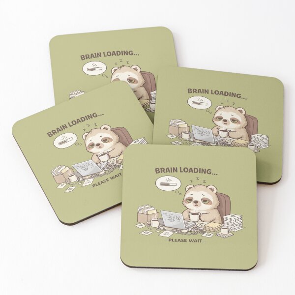 Item preview, Brain Loading Please Wait – Tired Bear Work From Home Illustration designed and sold by MUKUND FASHION DESIGN.